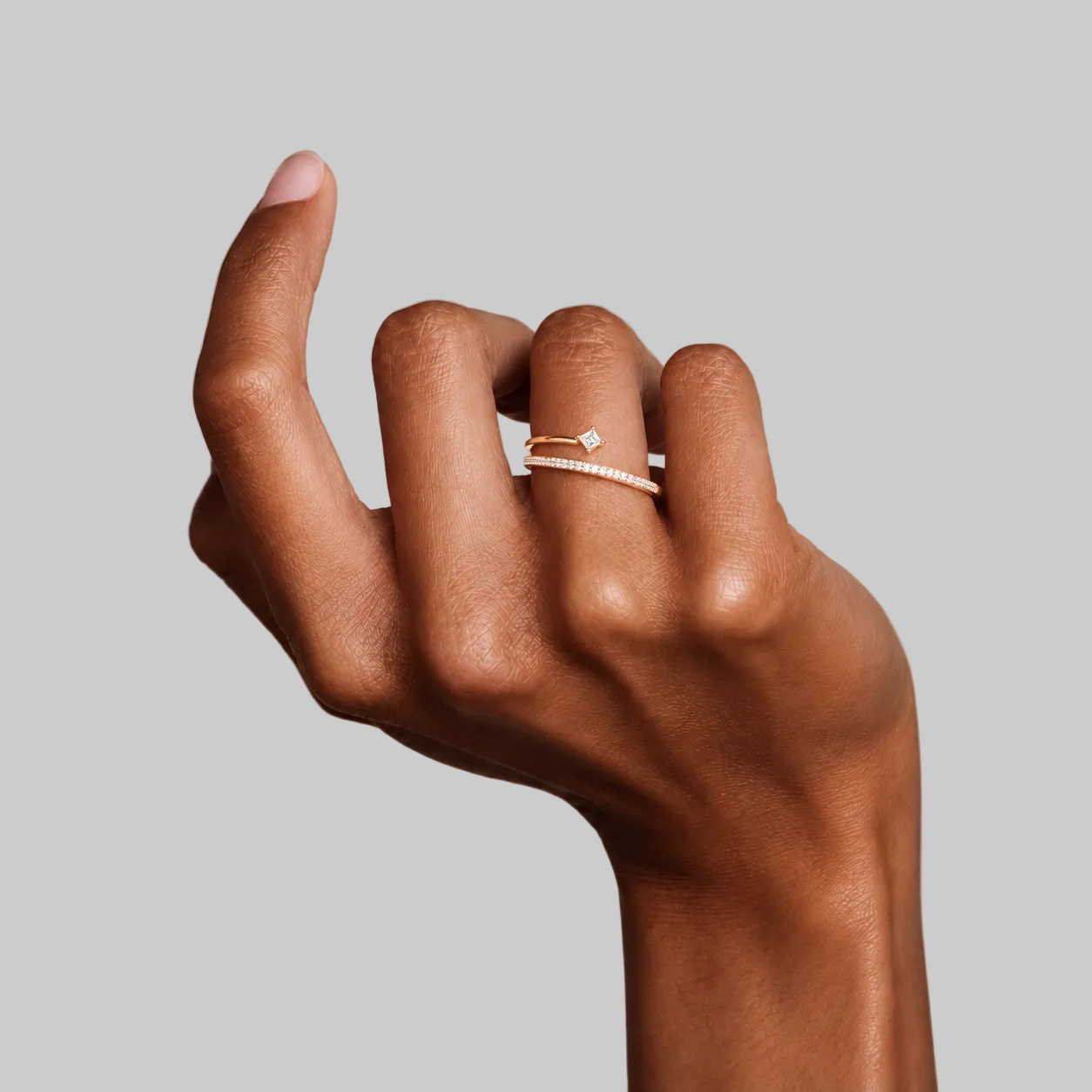 Gold Pavé Crystal Illusion Ring