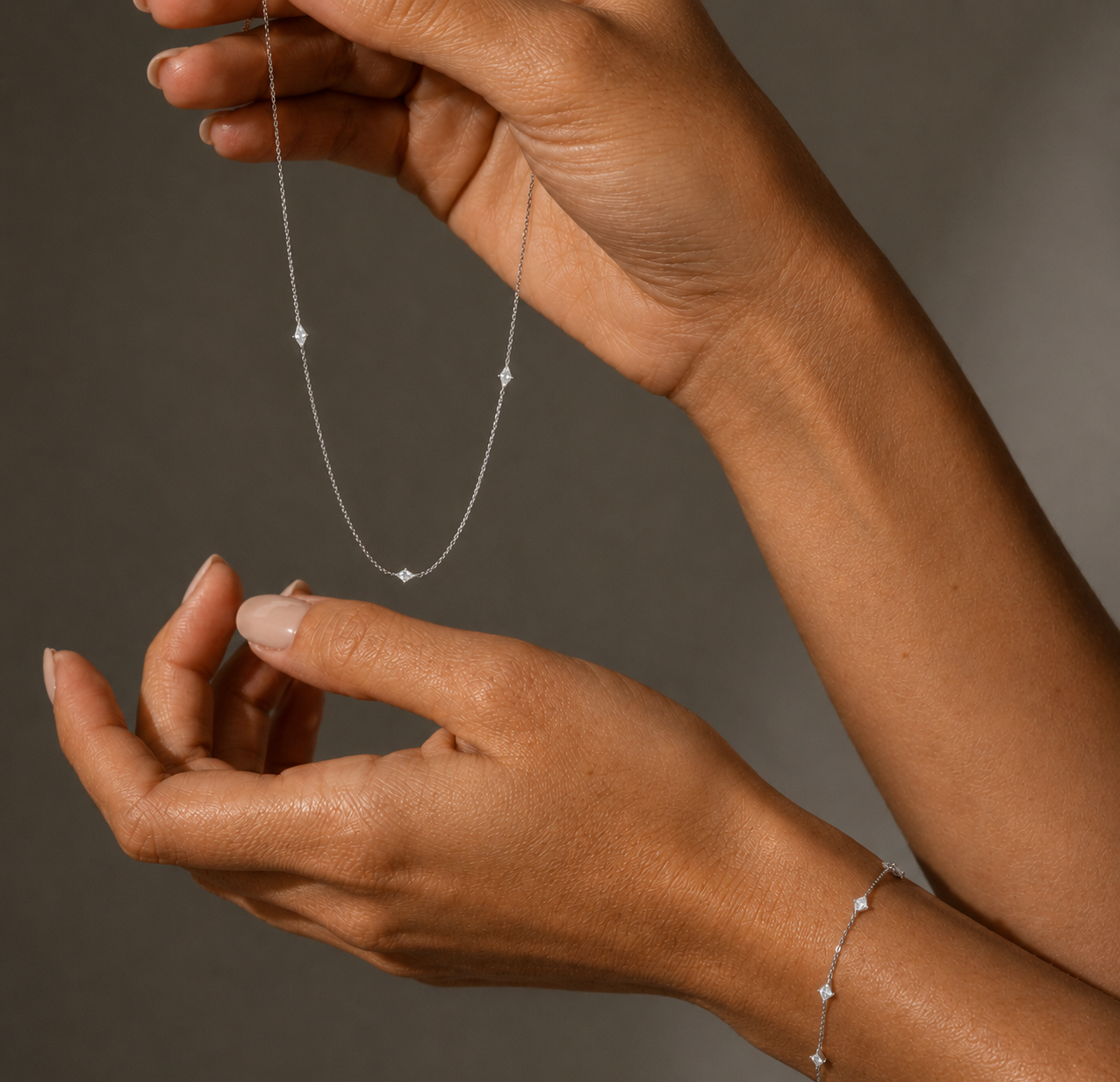 Sterling Silver Navette Crystal Gift Set