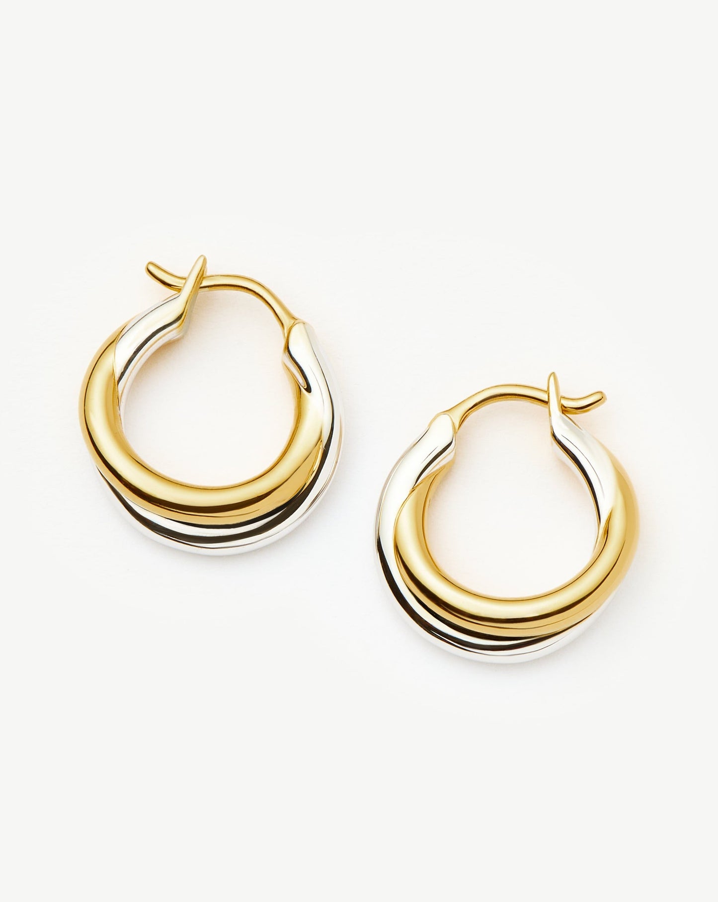 Premium Gold Vermeil & Silver Two-Tone Hoop Earrings