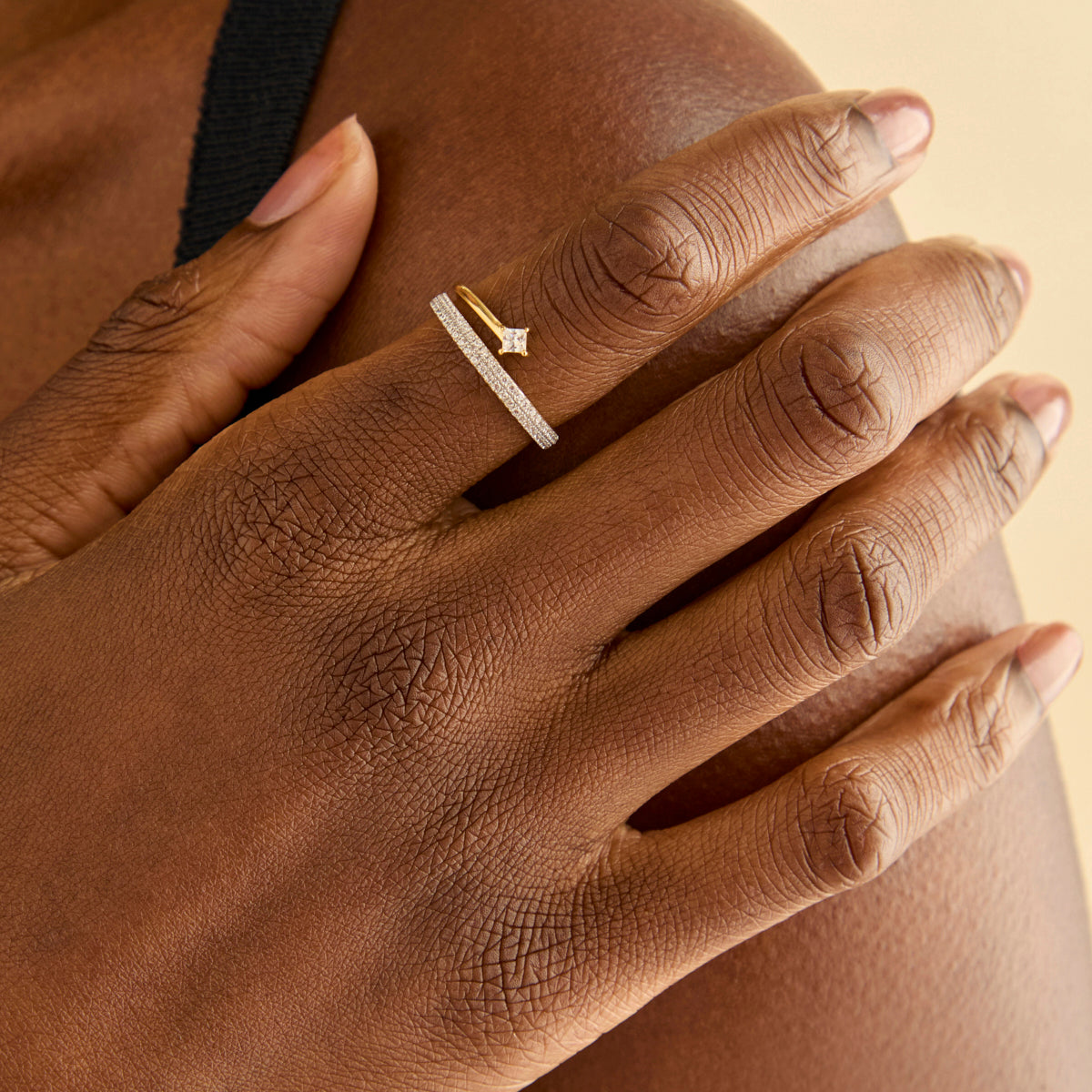 Gold Pavé Crystal Illusion Ring