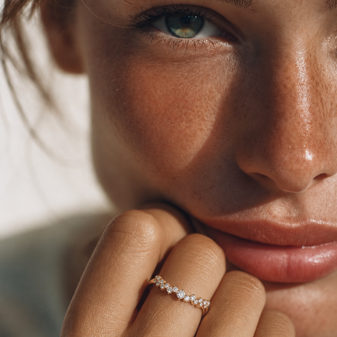 Gold Crystal Scatter Band Ring
