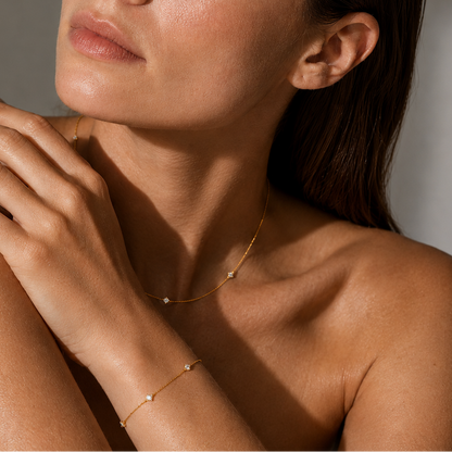 Gold Navette Crystal Gift Set