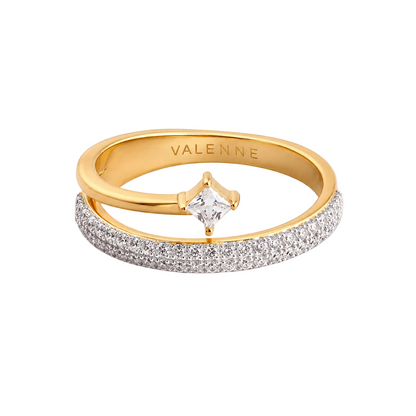Gold Pavé Crystal Illusion Ring