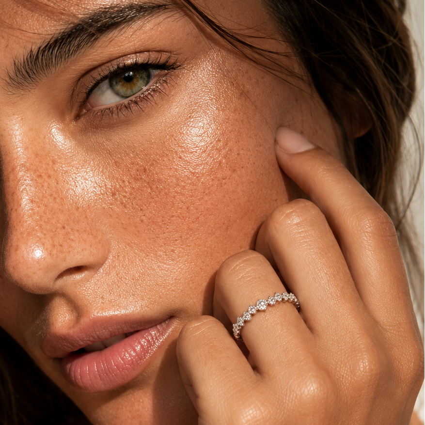Silver Crystal Scatter Band Ring