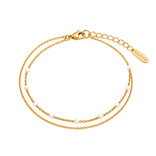 Double White Beaded Bracelet