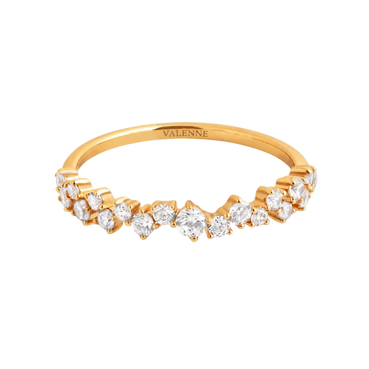 Gold Crystal Scatter Band Ring – Delicate Women's Stacking Ring