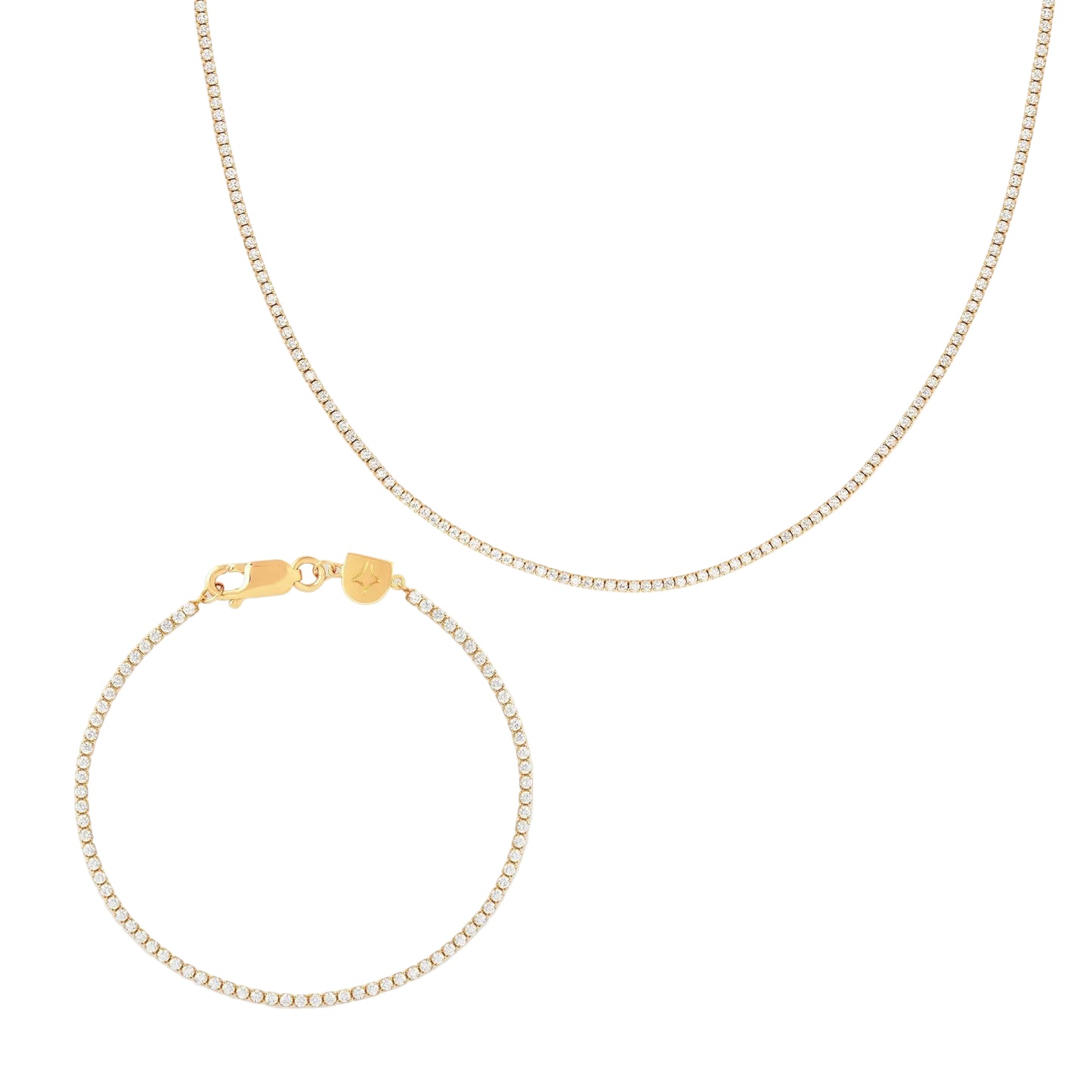 Gold Tennis Chain Gift Set – Crystal Necklace & Bracelet Set