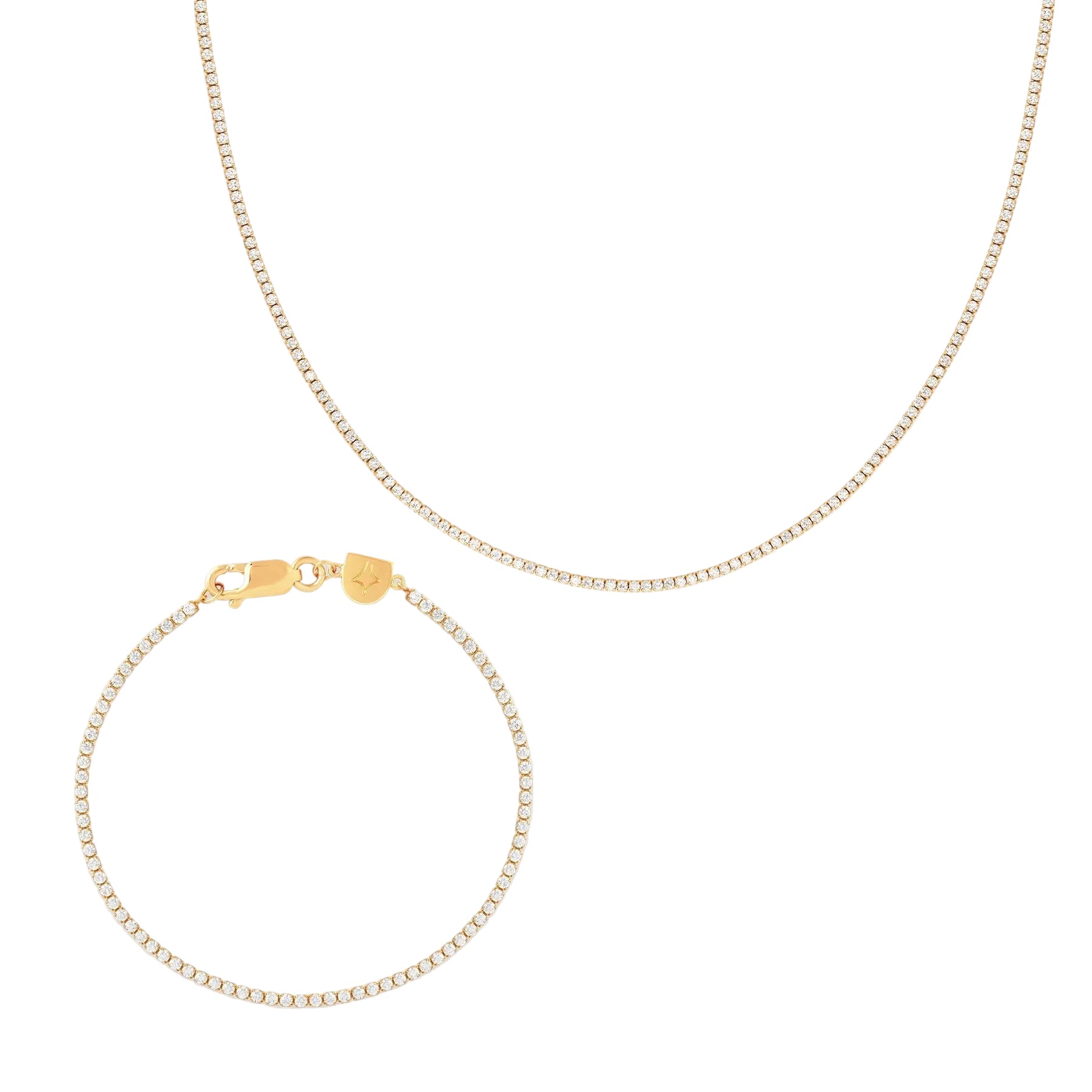 Gold Tennis Chain Gift Set – Crystal Necklace & Bracelet Set