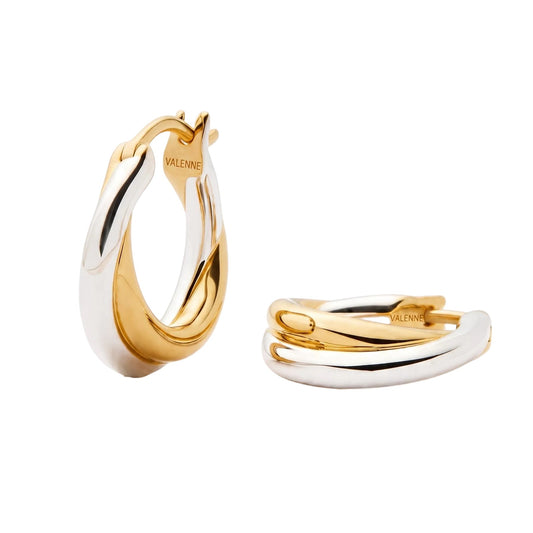 Premium Gold Vermeil & Silver Two-Tone Hoop Earrings