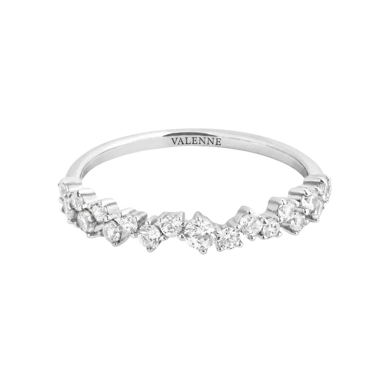 Silver Crystal Scatter Band Ring – Delicate Women's Stacking Ring