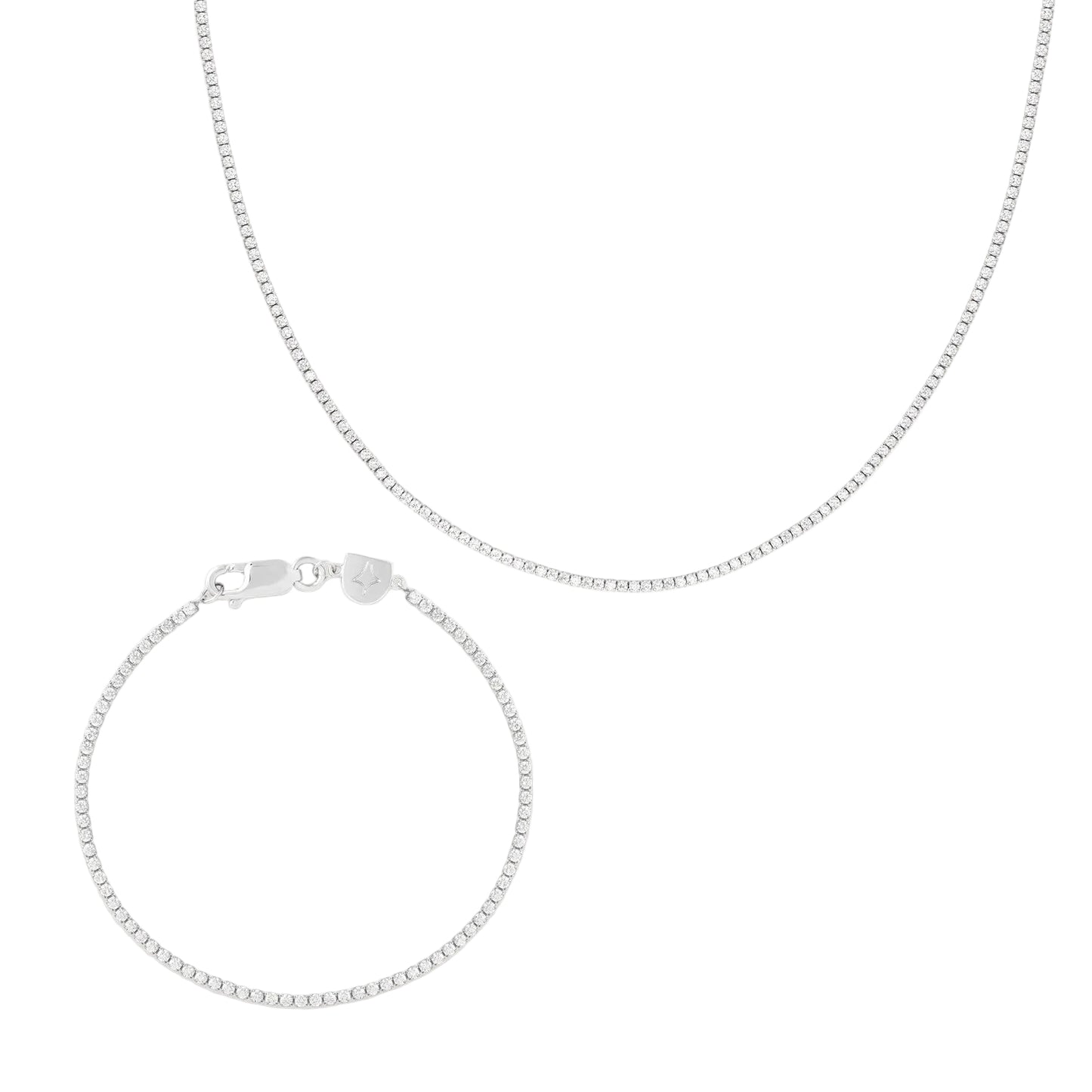 Sterling Silver Tennis Chain Gift Set – Crystal Necklace & Bracelet