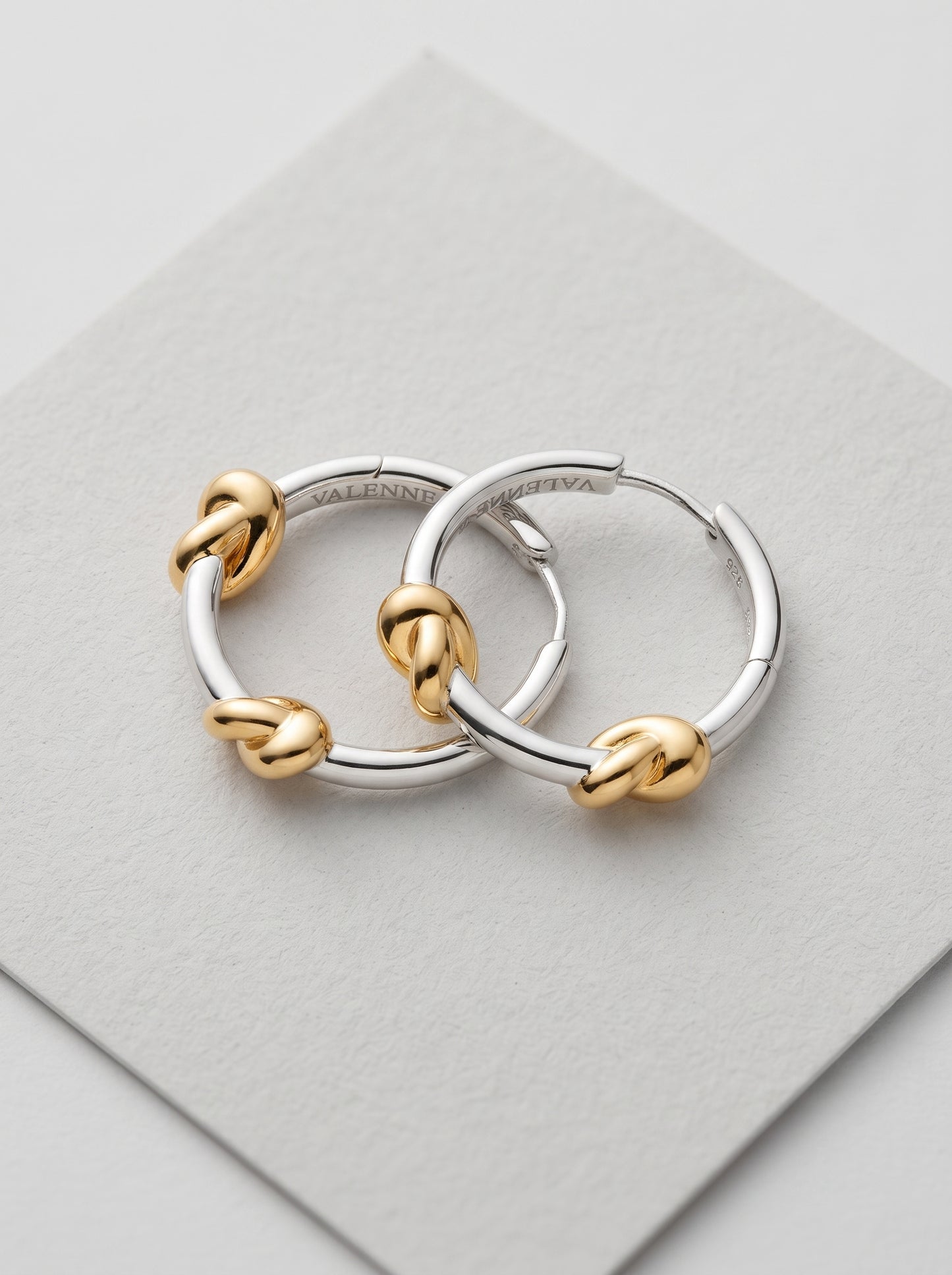 Small Gold and Silver Knot Hoop Earrings