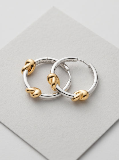 Small Gold and Silver Knot Hoop Earrings