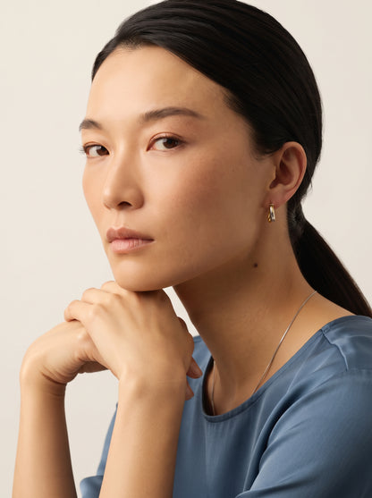 Premium Gold Vermeil & Silver Two-Tone Hoop Earrings