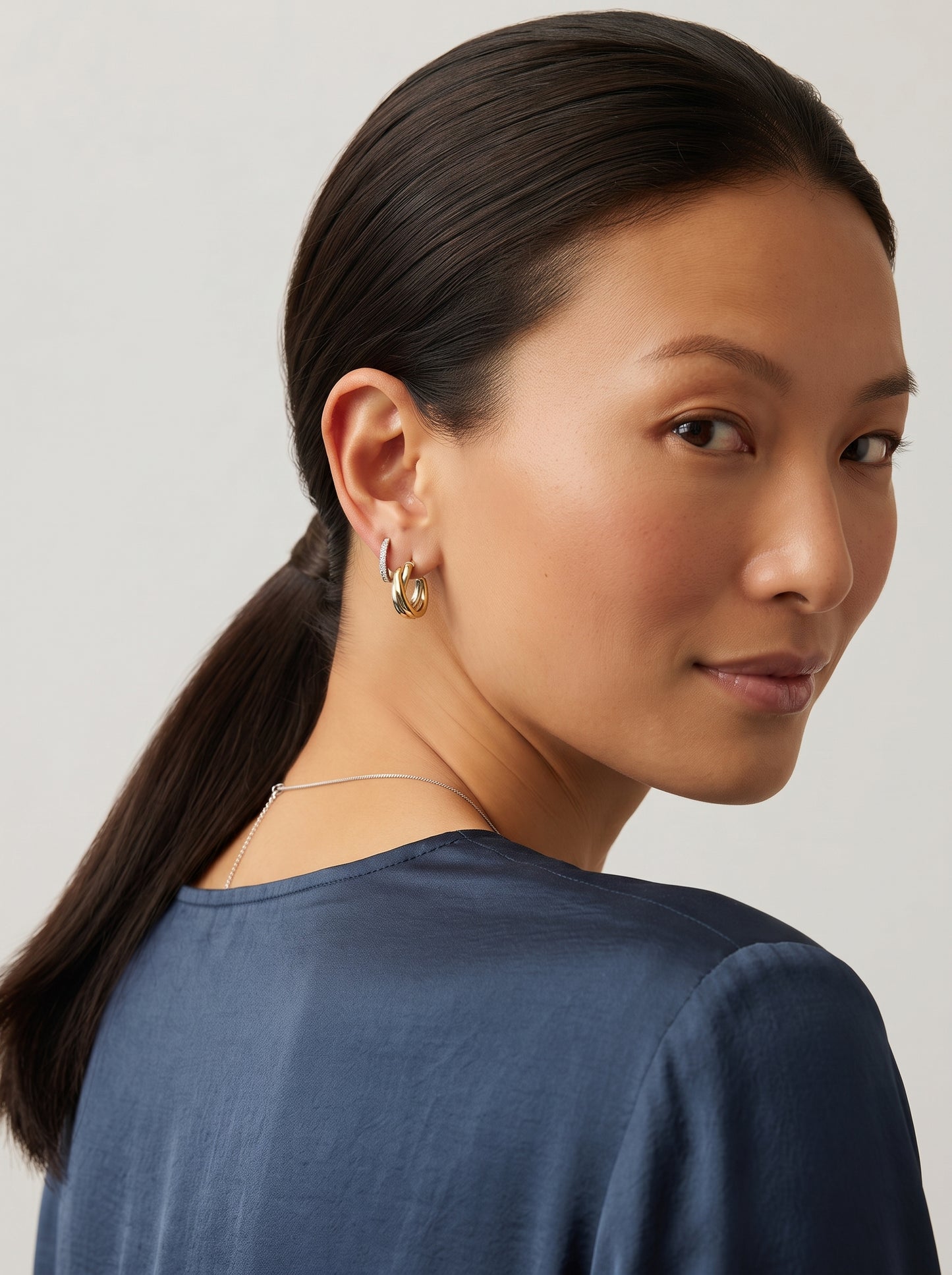 Premium Gold Vermeil & Silver Two-Tone Hoop Earrings