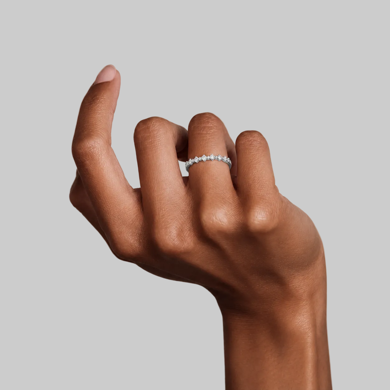 Silver Crystal Scatter Band Ring