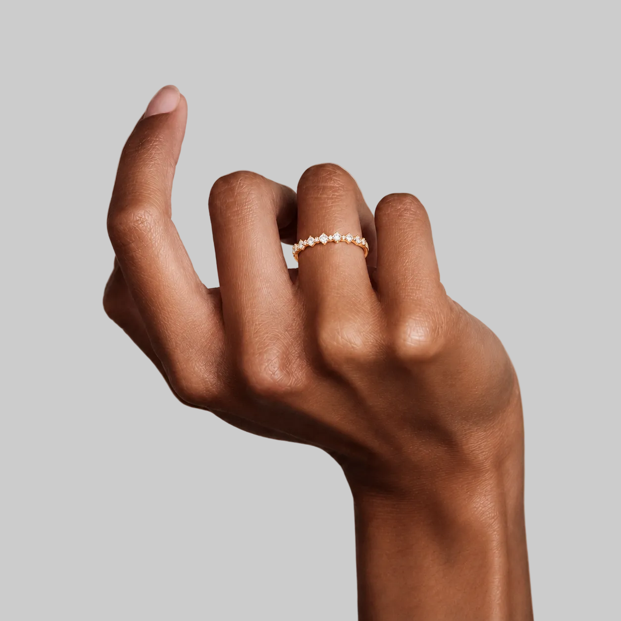 Gold Crystal Scatter Band Ring