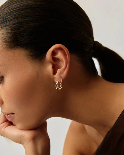 Premium Gold Vermeil & Silver Two-Tone Hoop Earrings