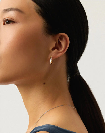 Premium Gold Vermeil & Silver Two-Tone Hoop Earrings