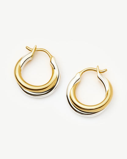 Premium Gold Vermeil & Silver Two-Tone Hoop Earrings