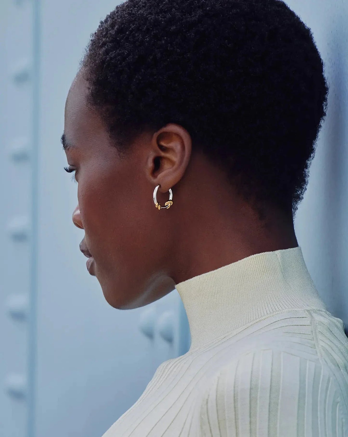 Small Gold and Silver Knot Hoop Earrings