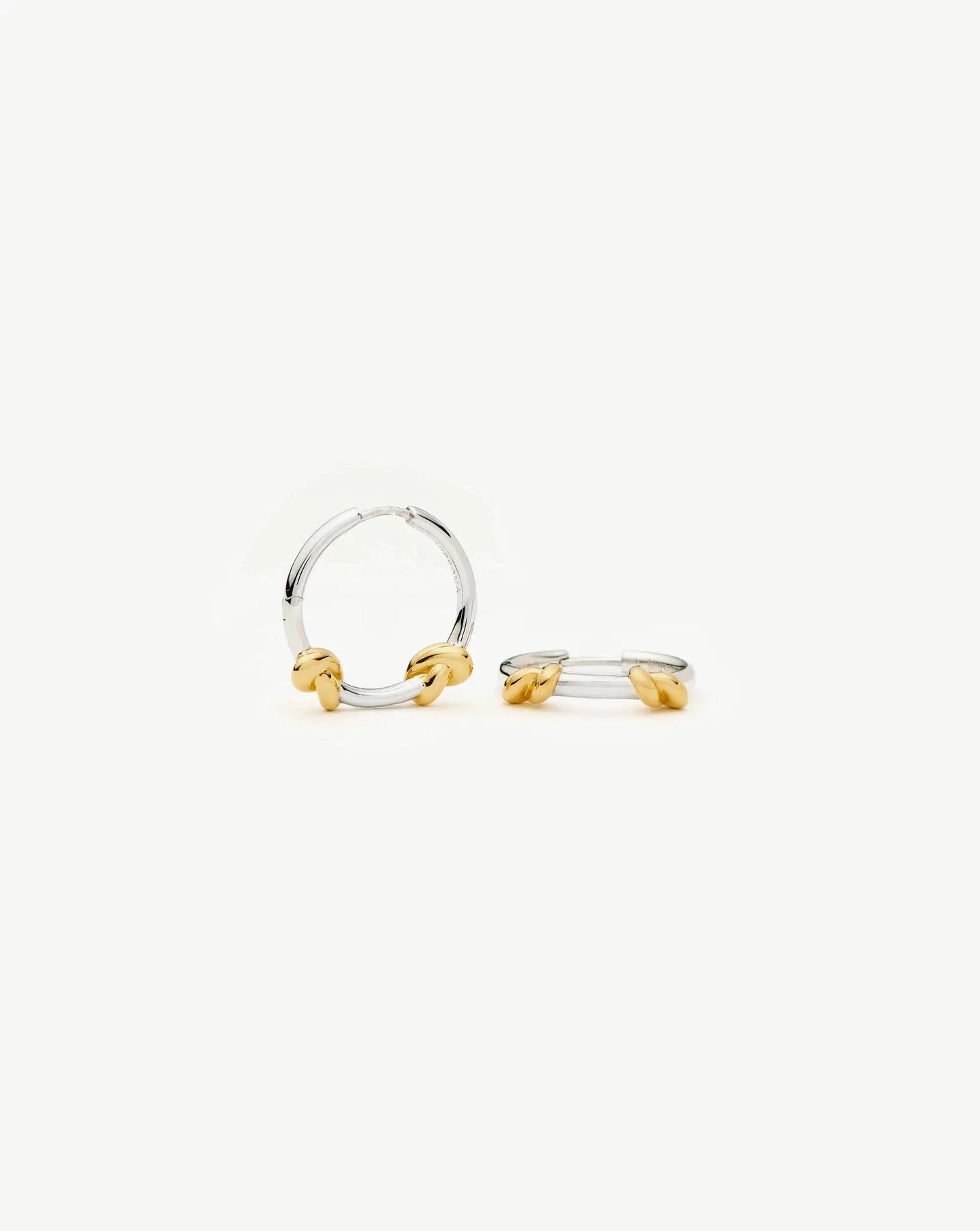 Small Gold and Silver Knot Hoop Earrings
