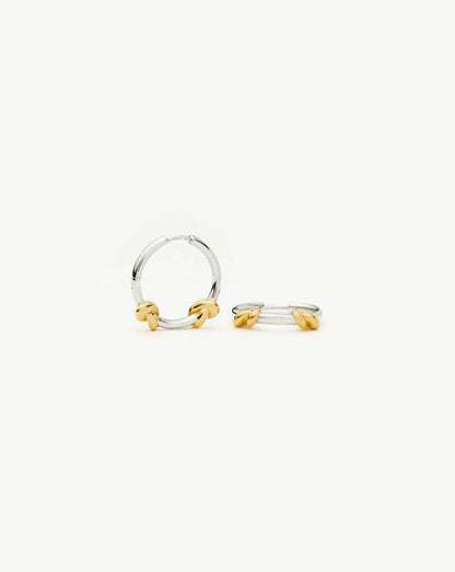 Small Gold and Silver Knot Hoop Earrings